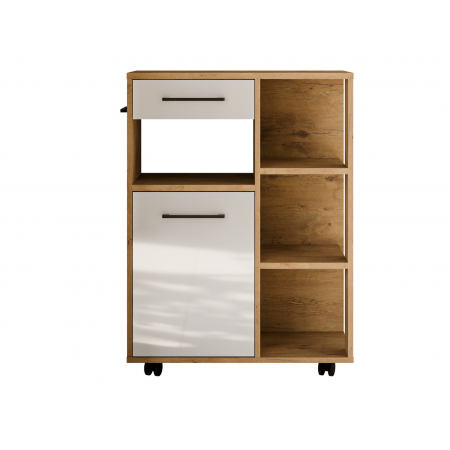 Szafka jezdna 70 cm ROLLER biały połysk / dąb lancelot LANA